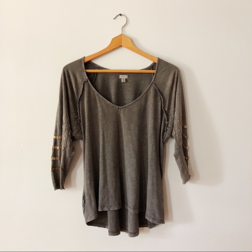 UO Dark Grey Top With Gold Beading
